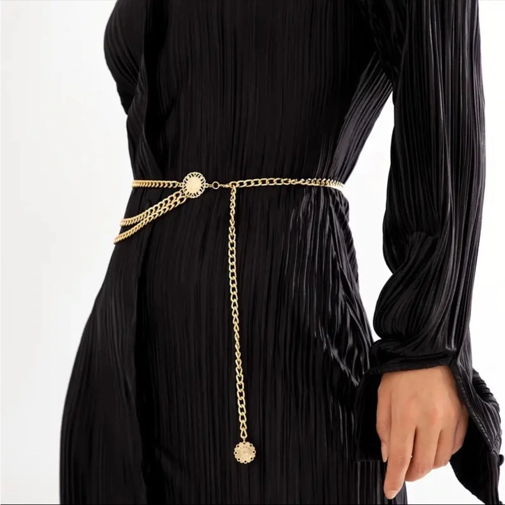 Golden‎ Plated Tassel Belt Chain Elegant Alloy Accessory Versatile Style